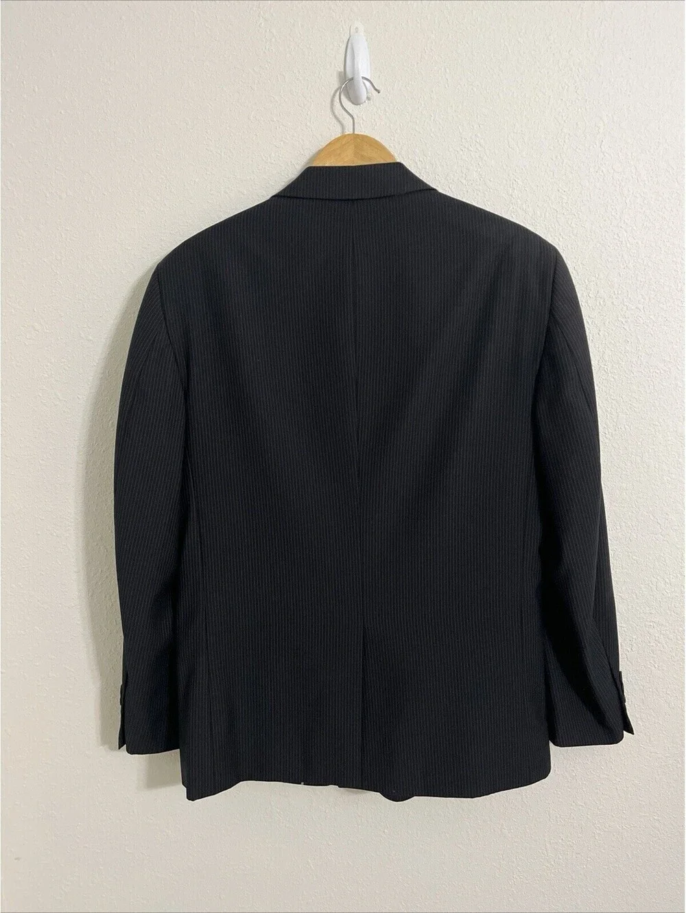 Geoffrey Beene Pinstripe Sport Coat Mens Size 40 Black Formal Blazer Suit Jacket